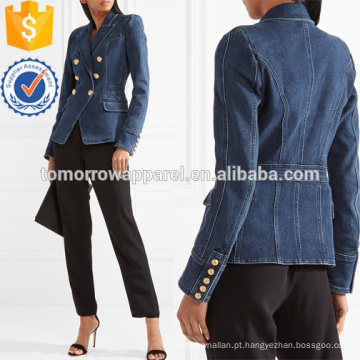 Double-breasted Denim Blazer Fabricação Atacado Moda Feminina Vestuário (TA3031C)